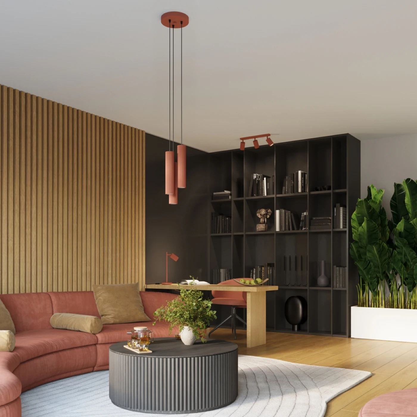 Ceiling lamp KARBON 3L red ochre