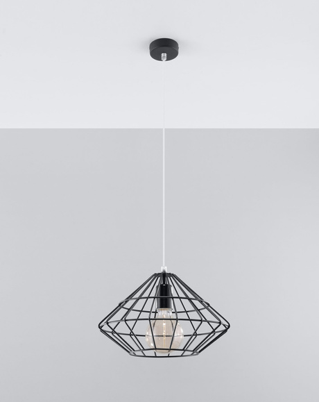 Hanging lamp UMBERTO black + 1x LED bulb E27 4000K Cool White 7.5W 650lm