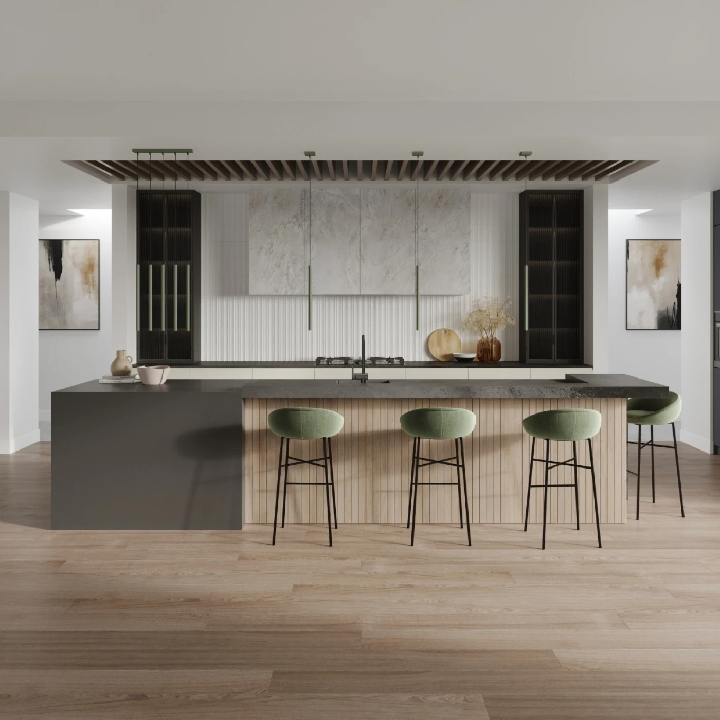 Pendant lamp PASTELO 2 olive green