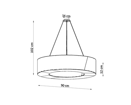 Chandelier SATURNO SLIM 90 black + 8x LED Bulb E27 3000K Warm 7.5W 620lm