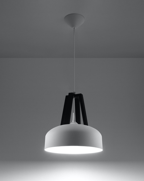 Pendant lamp CASCO white/black + 1x LED Bulb E27 4000K Cold 7.5W 650lm