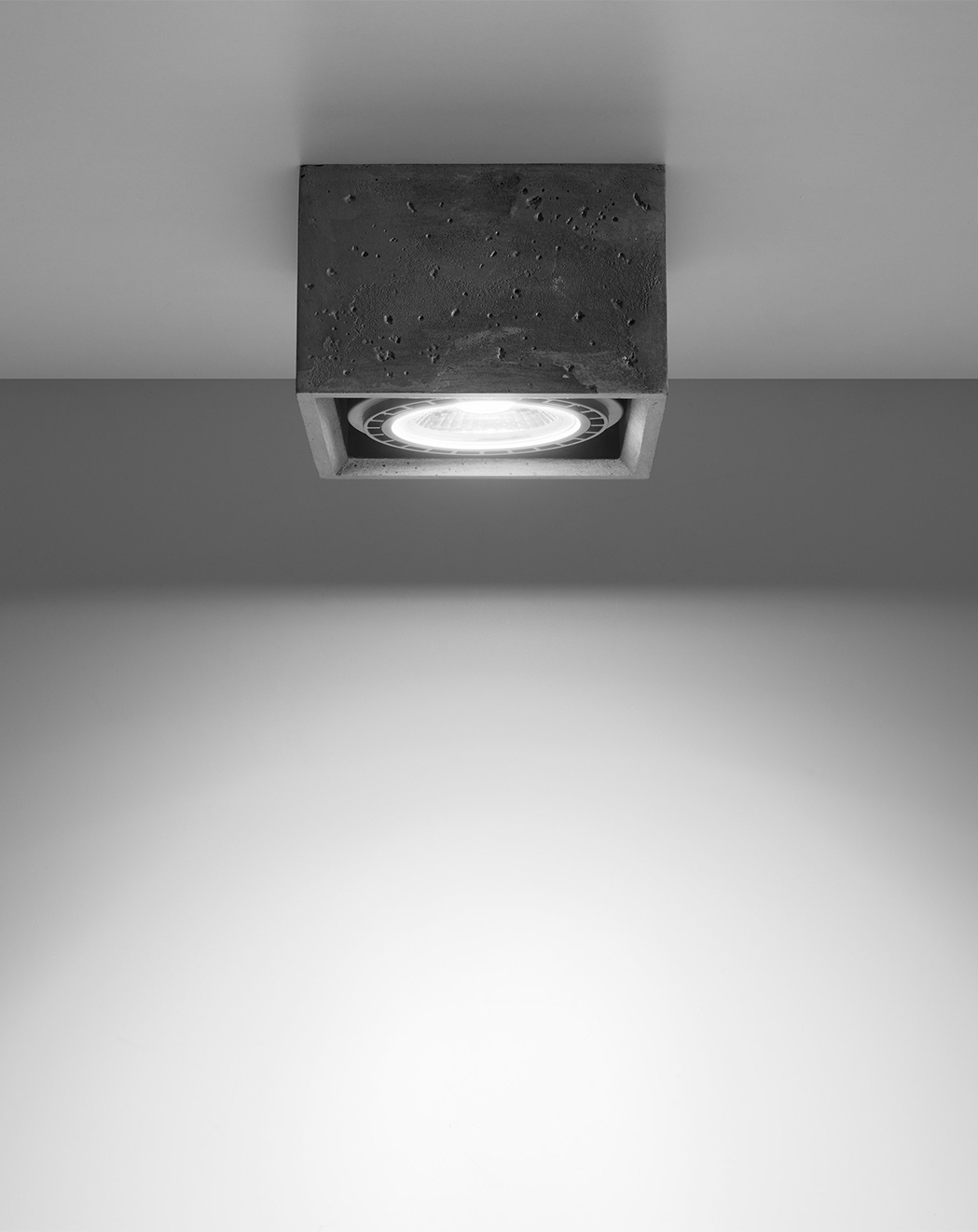 Ceiling lamp QUATRO 1 concrete + 1x LED bulb GU10 AR111 4000K COOL 12W 850lm