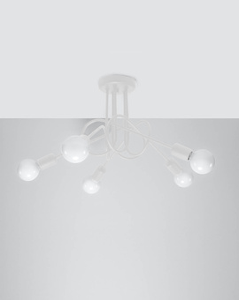 Chandelier SUPEŁ 5 white + 5x LED Bulb E27 4000K Cool White 7.5W 650lm