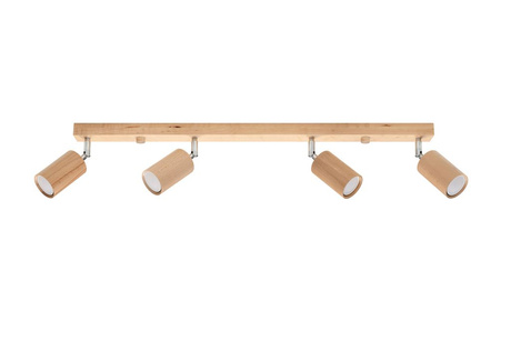 Ceiling lamp BERG 4 natural wood + 4x LED Bulb GU-10 3000K Warm 7W 620lm