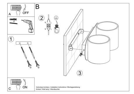 Wall lamp ORBIS 2 black + 2x LED Bulb G9 4000K Cool White 4.5W 530lm