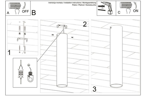 Ceiling lamp LAGOS 20 white + 1x LED Bulb GU-10 4000K Cool White 7W 630lm
