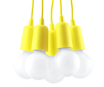 Hanging lamp DIEGO 5 yellow + 5x LED Bulb E27 3000K Warm 7.5W 620lm