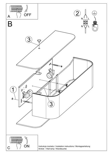 Wall lamp LOKKO black + 2x LED Bulb E27 3000K Warm White 7.5W 620lm