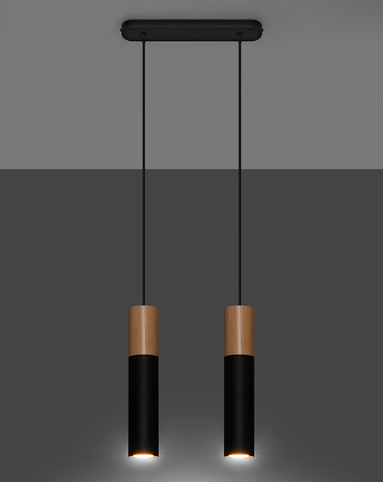 A hanging lamp PABLO 2 black + 2x LED Bulb GU-10 4000K Cool White 7W 630lm