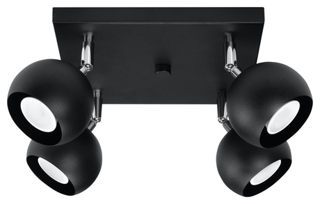 Ceiling lamp OCULARE 4 black + 4x LED Bulb GU-10 4000K Cool White 7W 630lm