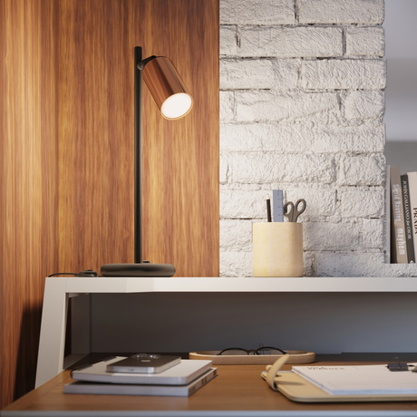 WINX desk lamp black/copper + 1x LED Bulb GU-10 3000K Warm 7W 510lm
