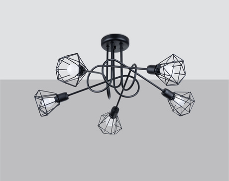 Chandelier ARTEMIS 5S black + 5x LED Bulb E14 4000K Cool White 7.5W 680lm