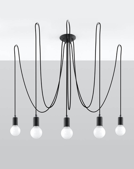 Hanging lamp EDISON 5 black + 5x LED Bulb E27 3000K Warm 7.5W 620lm