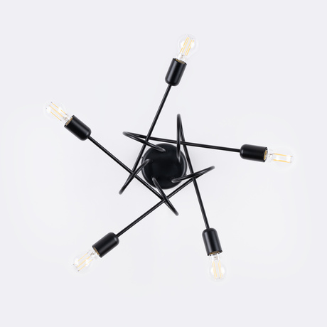 Chandelier SUPEŁ 5 black + 5X LED Bulb E27 3000K 7W 760lm