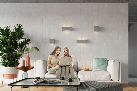 Wall ceramic lamp VEGA grey + 1x LED Bulb E27 3000K Warm 7.5W 620lm