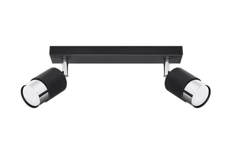 Ceiling lamp NERO 2 black/chrome + 2x LED bulb GU-10 4000K Cool White 7W 630lm