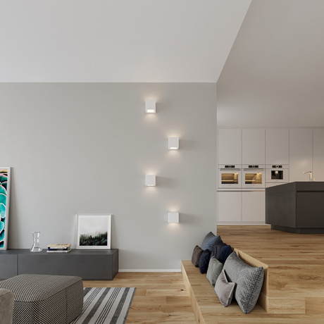 Wall ceramic lamp LEO white + 1x LED Bulb E27 3000K Warm 7.5W 620lm