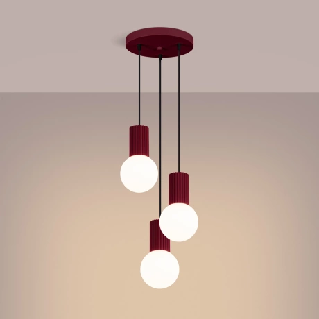 Pendant lamp HALO 3P burgundy