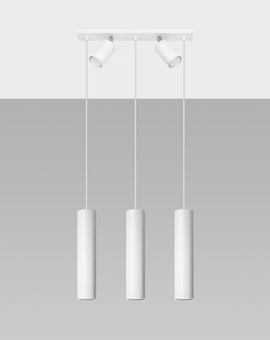 Ceiling pendant lamp RING 3 white + 5x LED Bulb GU-10 3000K Warm 7W 620lm