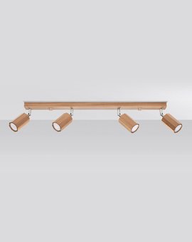 Ceiling lamp ZEKE 4 oak + 4x LED Bulb GU-10 4000K Cool White 7W 630lm