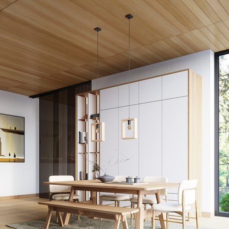 Hanging lamp ARIES natural wood + 1x LED Bulb E27 3000K 7W 760lm