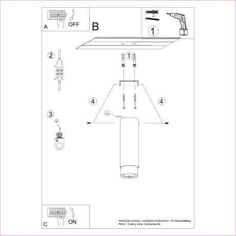 Ceiling lamp NERO 22,5 black/chrom