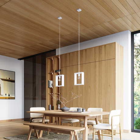 Pendant lamp ARIES white + 1x LED Bulb E27 3000K Warm 7.5W 620lm