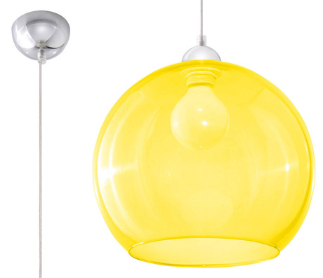 Hanging lamp BALL yellow + 1x LED Bulb E27 3000K Warm 7.5W 620lm