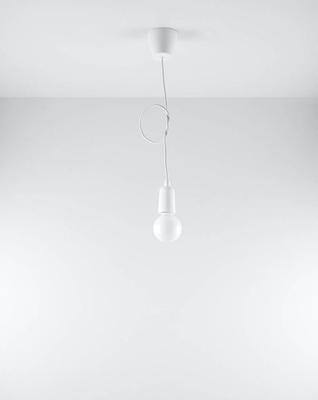 Hanging lamp DIEGO 1 white + 1x LED Bulb E27 4000K Cool White 7.5W 650lm