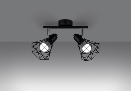 Ceiling lamp ARTEMIS 2 black + 2x LED light bulb E14 3000K Warm 7.5W 620lm