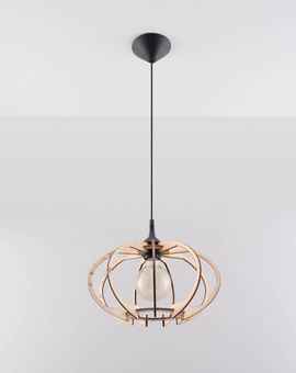 Ceiling lamp MANDELINO natural wood + 1x LED Bulb E27 4000K Cool White 7.5W 650lm
