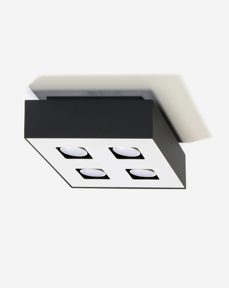 Ceiling lamp MONO 4 black + 4x LED Bulb GU-10 3000K Warm 7W 620lm
