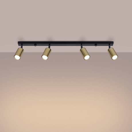 Ceiling lamp WINX 4L black/gold + 4x LED Bulb GU-10 4000K Cool White 7W 530lm