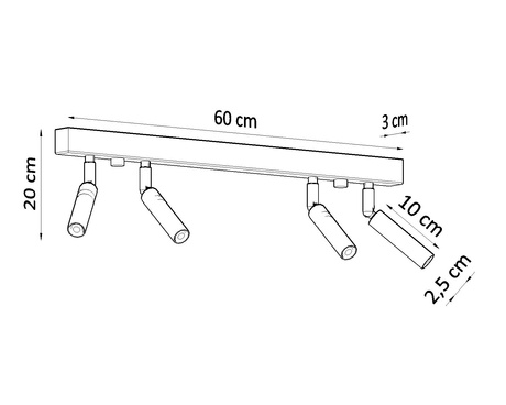 Ceiling lamp EYETECH 4 black + 4x LED Bulb G9 4000K Cool White 4.5W 530lm