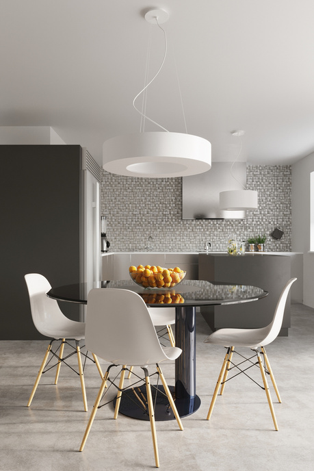 Chandelier SATURNO 90 white + 8x LED Bulb E27 4000K Cool White 7.5W 650lm