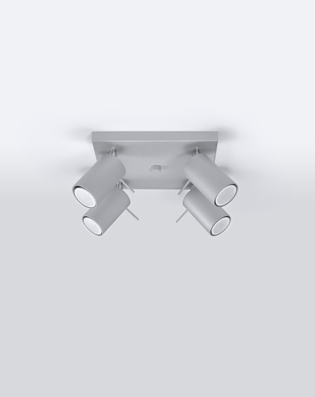 Ceiling lamp RING 4 Grey + 4x LED Bulb GU-10 3000K Warm 7W 620lm