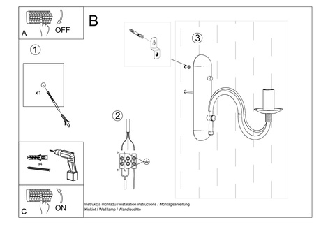 Wall lamp MINERWA white + 1x LED Bulb E14 3000K Warm 7.5W 620lm