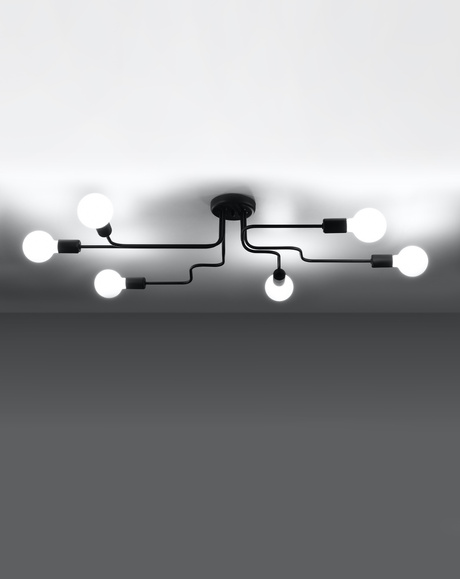 Chandelier VECTOR 6 black + 6x LED Bulb E27 4000K Cool White 7.5W 650lm