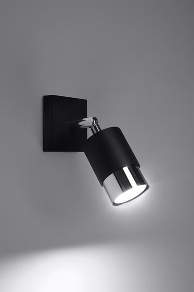 Wall lamp NERO black/chrome + 1x LED bulb GU-10 4000K Cool 7W 630lm