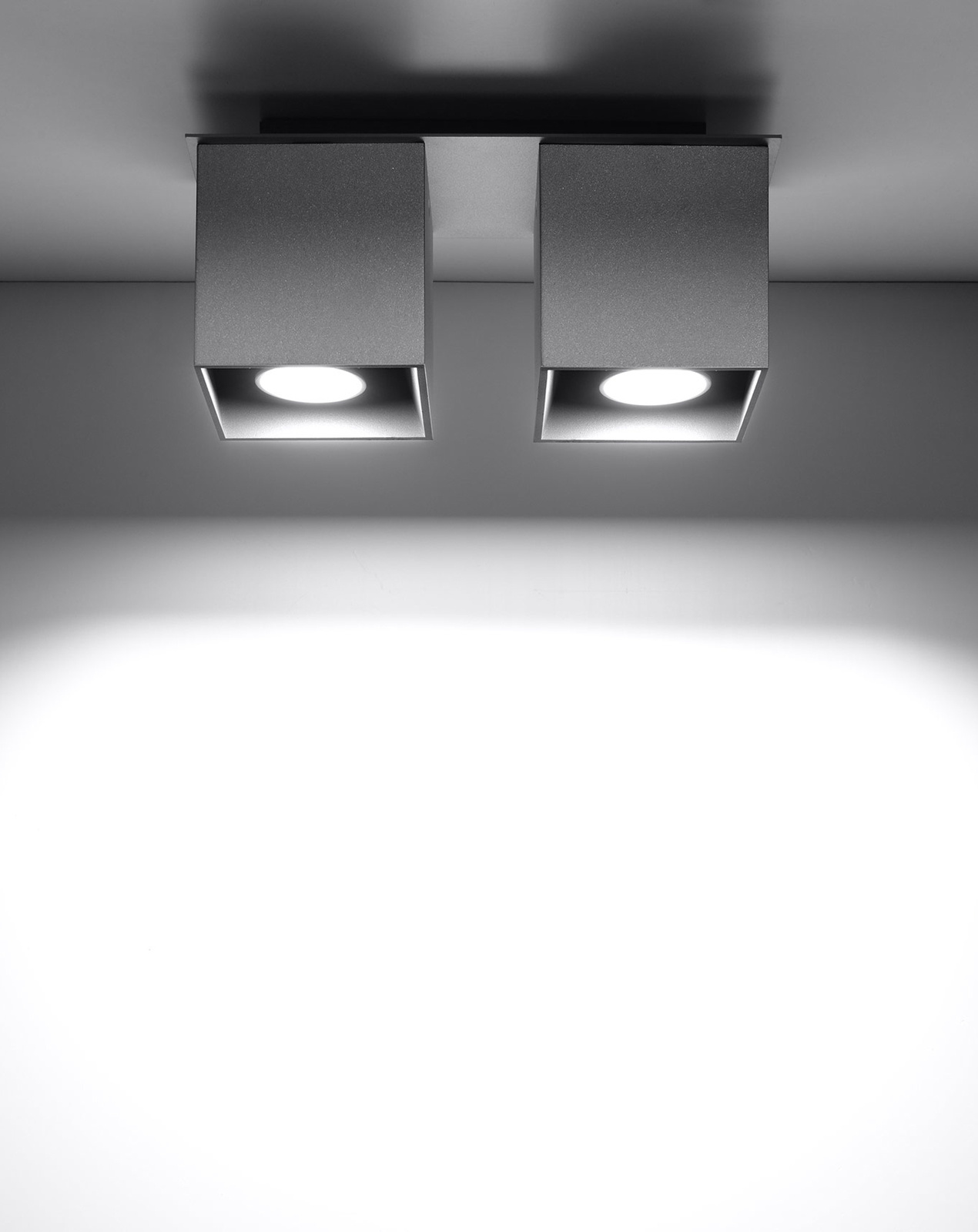 Ceiling lamp QUAD 2 gray + 2x LED Bulb GU-10 4000K Cold 7W 630lm