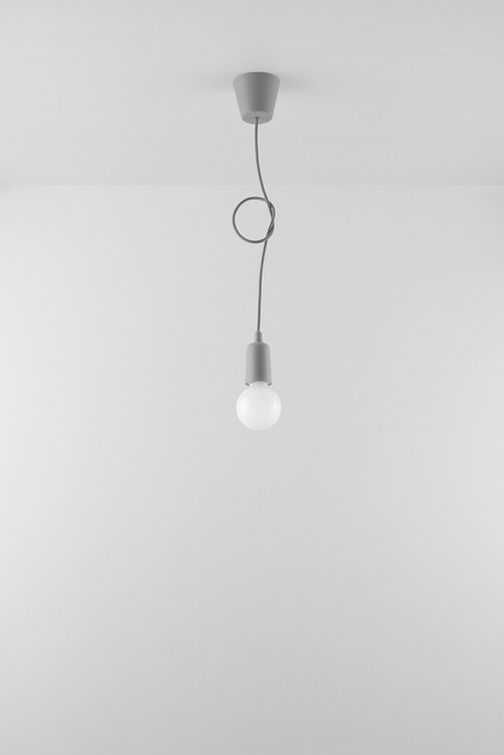 Hanging lamp DIEGO 1 grey + 1x LED Bulb E27 3000K Warm 7.5W 620lm