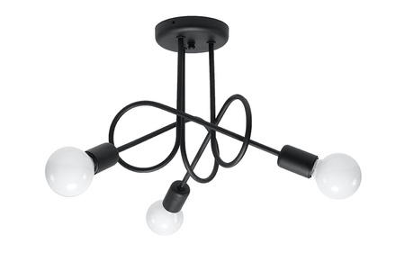 Chandelier SUPEŁ 3 black + 3x LED Bulb E27 4000K Cool White 7.5W 650lm