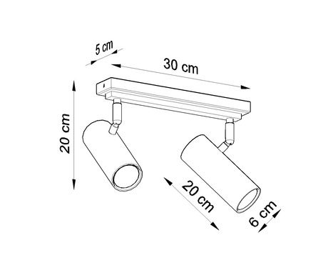 Ceiling lamp DIREZIONE 2 white + 2x LED Bulb GU-10 4000K Cool 7W 630lm
