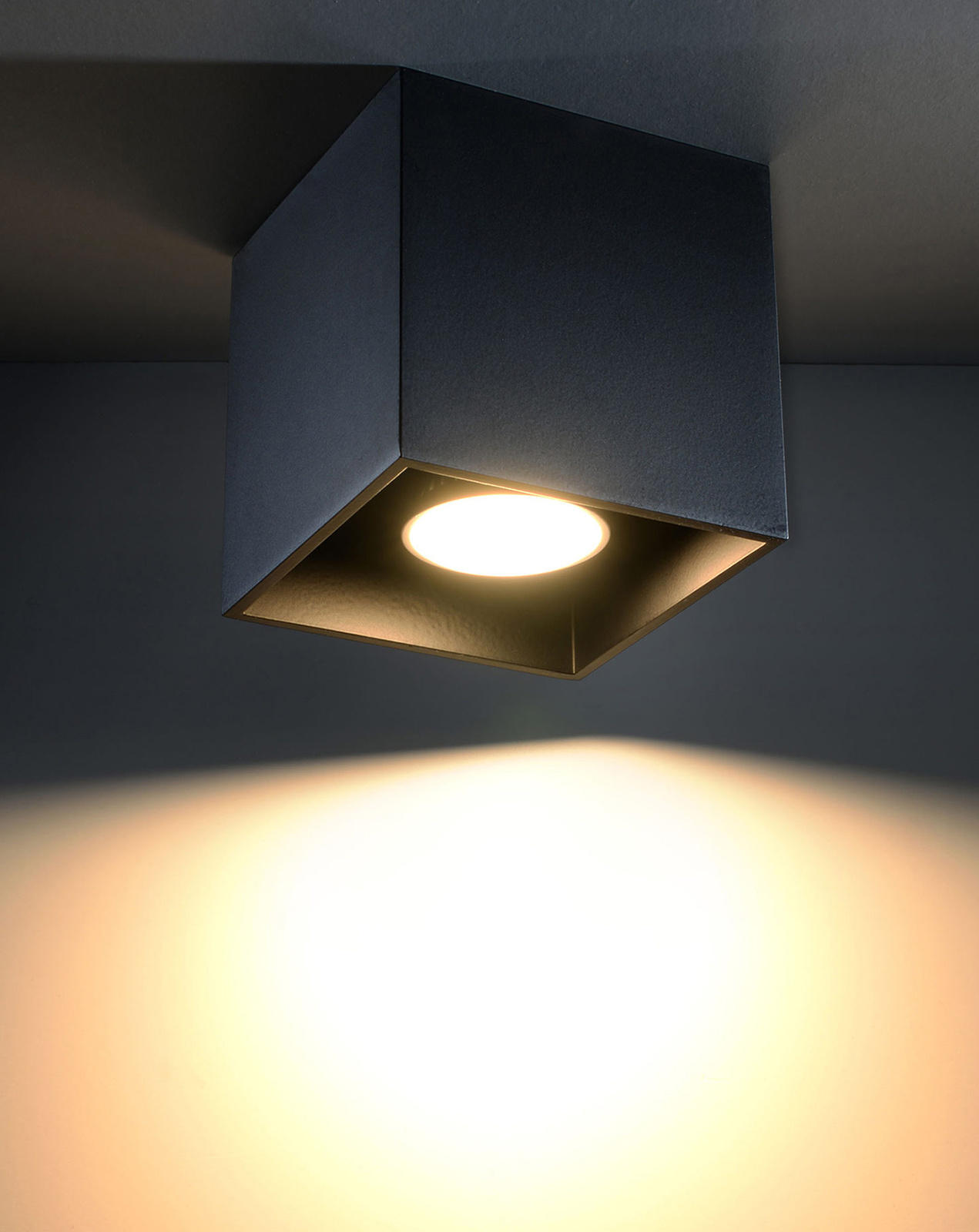 Ceiling lamp QUAD 1 black + 1x LED Bulb GU-10 4000K Cool White 7W 630lm