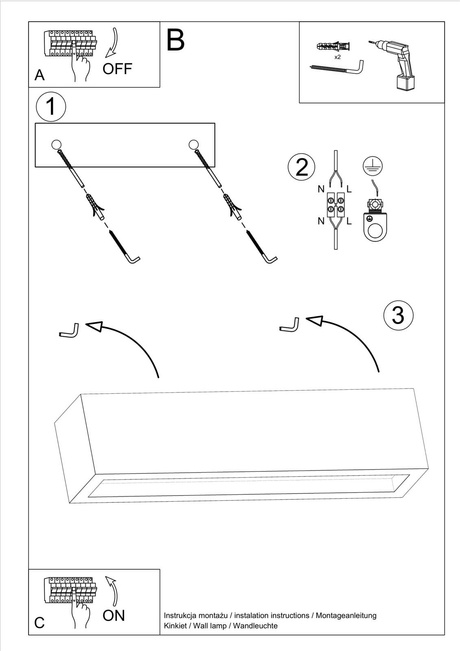 Wall lamp VEGA 50 concrete + 1x LED bulb E27 3000K Warm 7.5W 620lm