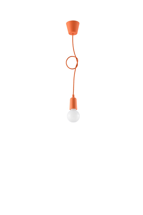 Pendant lamp DIEGO 1 in orange color + 1x LED Bulb E27 4000K Cool White 7.5W 650lm