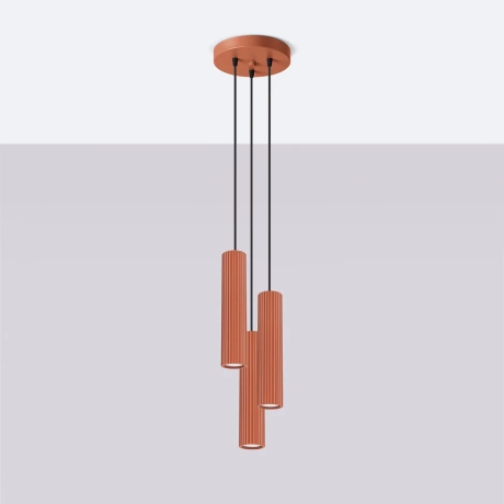 Pendant lamp KARBON 3P red ochre