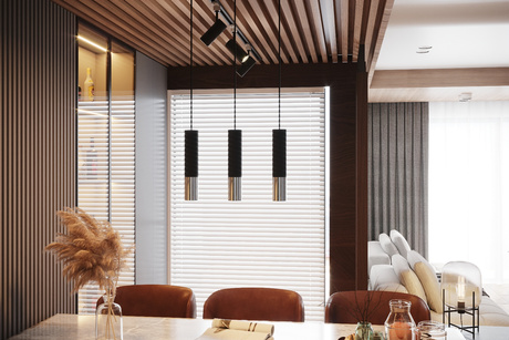 Hanging Lamp LOOPEZ 3L black/chrome + 3x LED Bulb GU-10 3000K Warm 7W 620lm