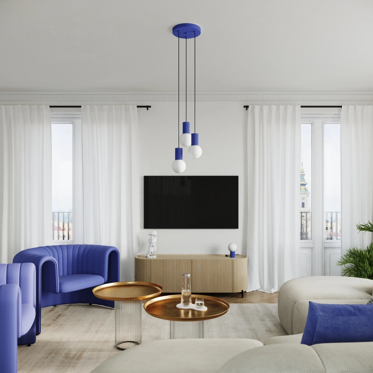 Pendant lamp HALO 3P ultramarine