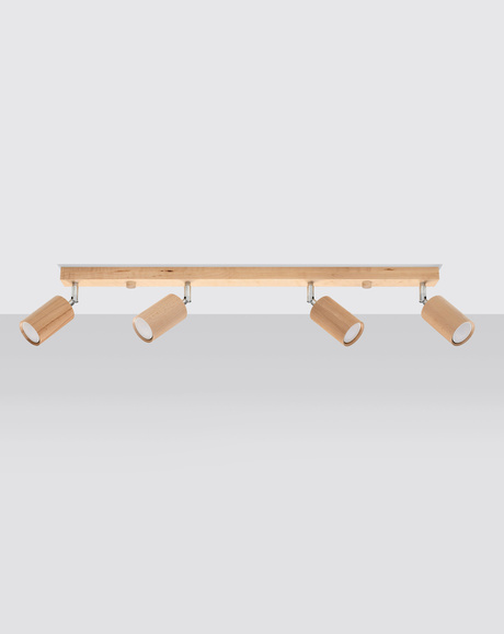 Ceiling lamp BERG 4 natural wood + 4x LED Bulb GU-10 3000K Warm 7W 620lm